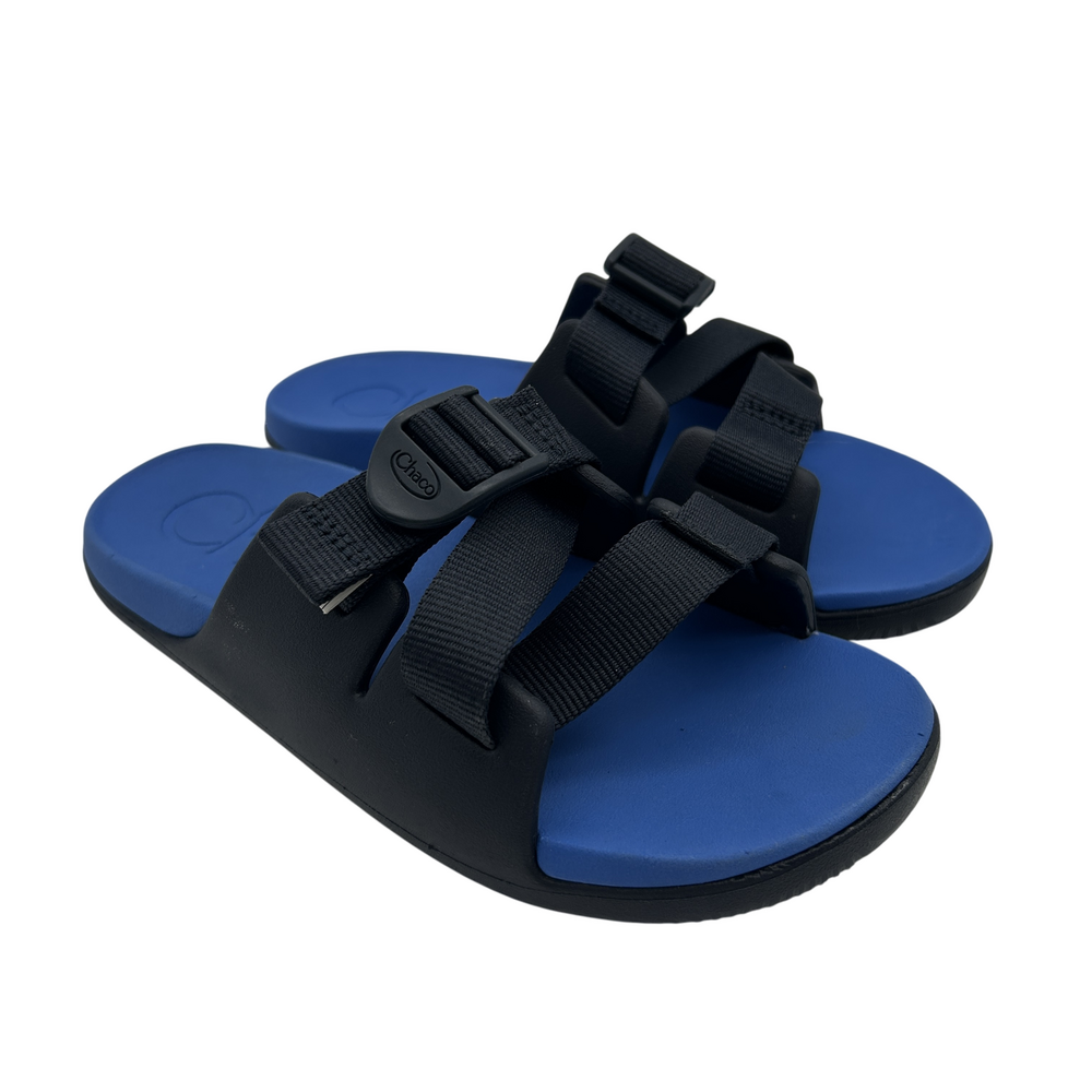 Chaco Slides Sandals Youth Size 2 Adjustable Straps Blue Black Water Shoes